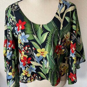 Zara Tropical Print Cropped Top- Size L